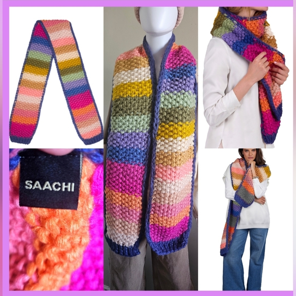 Anthropologie Large 75" Hand knitted Cunky Scarf/ Wrap One Size NWT$140